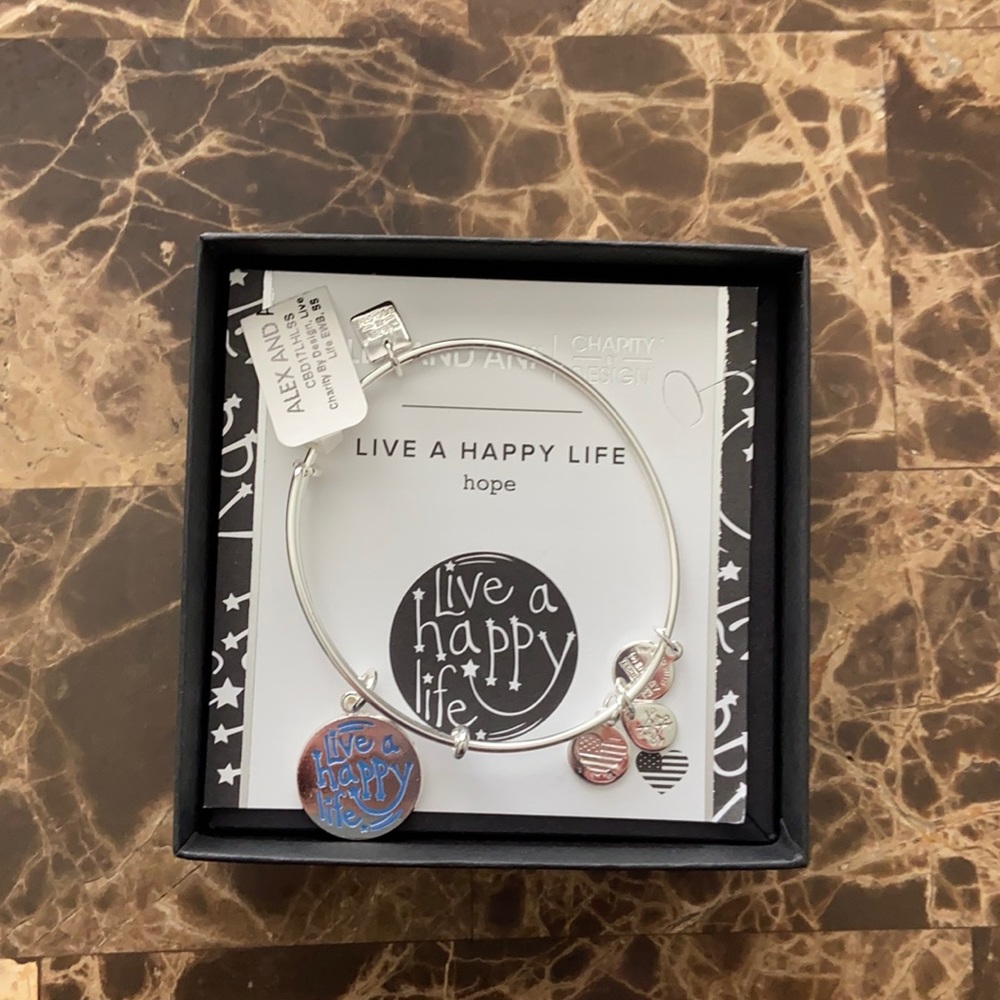 New Alex and Ani Live a Happy Life Charm Bracelet